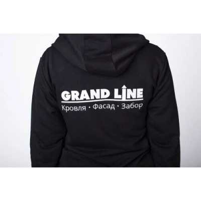 Толстовка Grand Line черная с капюшоном Классика р.M вышивка — 187306 Толстовка Grand Line черная с капюшоном Классика р.M вышивка — 187306