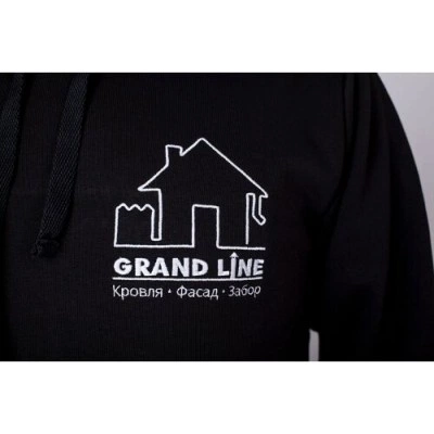 Толстовка Grand Line черная с капюшоном Классика р.M вышивка — 187306 Толстовка Grand Line черная с капюшоном Классика р.M вышивка — 187306