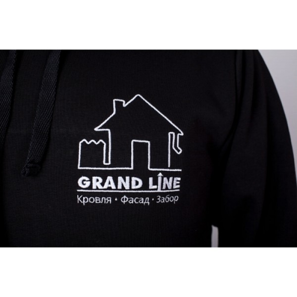 ГРАНД ЛАЙН Толстовка черная с капюшоном Классика р.4XL вышивка 249928