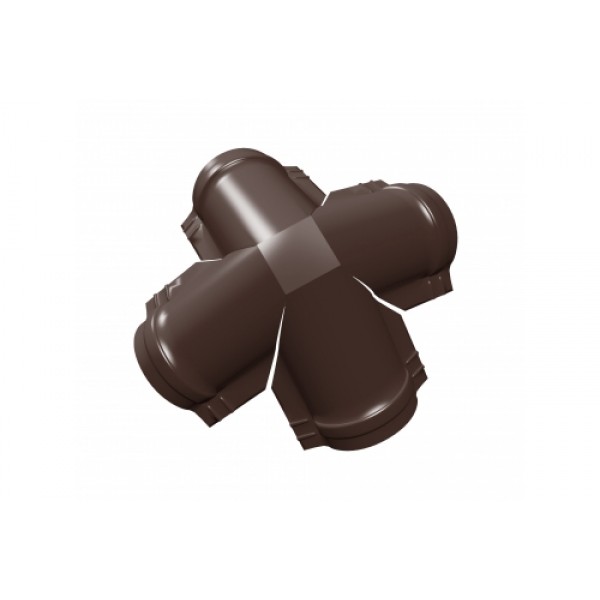 ГРАНД ЛАЙН Четверник конька малого полукруглого 0,45 PE с пленкой RAL 8017 шоколад 253711