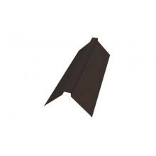 Планка конька Grand Line плоского 150х40х150 0,5 GreenCoat Pural BT с пленкой RR 32 темно-коричневый (RAL 8019 серо-коричневый) (3м)