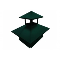 ГРАНД ЛАЙН Дымник на трубу двойной 520х390мм 0,5 Satin с пленкой RAL 6005 зеленый мох 153596