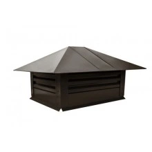 Дымник Grand Line на трубу с жалюзи 520х390мм 0,5 GreenCoat Pural BT с пленкой RR 32 темно-коричневый (RAL 8019 серо-коричневый)