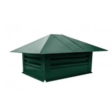 Дымник Grand Line на трубу с жалюзи 520х390мм 0,5 Satin с пленкой RAL 6005 зеленый мох
