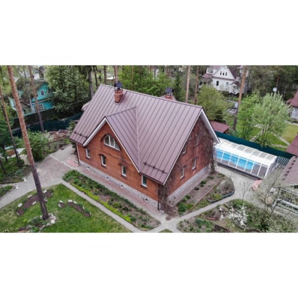 ГРАНД ЛАЙН Фальц двойной стоячий 0,5 Satin Matt с пленкой на замках RAL 8017 шоколад 503251