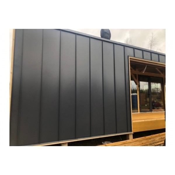 ГРАНД ЛАЙН Кликфальц Pro Gofr 0,5 Satin с пленкой на замках RAL 7024 мокрый асфальт 483686 ГРАНД ЛАЙН Кликфальц Pro Gofr 0,5 Satin с пленкой на замках RAL 7024 мокрый асфальт 483686