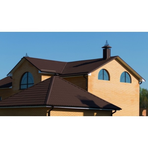 ГРАНД ЛАЙН Металлочерепица классик 0,5 Rooftop Бархат RAL 8017 шоколад 188349