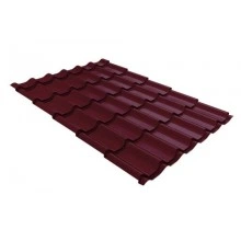 Металлочерепица Grand Line классик 0,5 PurLite Matt RAL 3005 красное вино