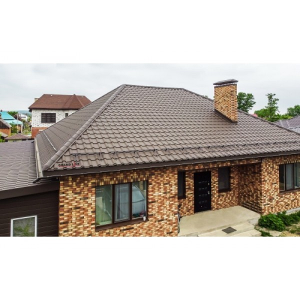 ГРАНД ЛАЙН Металлочерепица Камея (Kamea) v01 0,5 Satin Matt RR 32 темно-коричневый 245076 ГРАНД ЛАЙН Металлочерепица Камея (Kamea) v01 0,5 Satin Matt RR 32 темно-коричневый 245076
