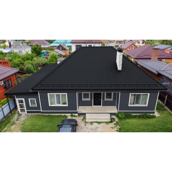 ГРАНД ЛАЙН Металлочерепица Камея (Kamea) v01 0,5 PurLite Matt RAL 7024 мокрый асфальт 255028 ГРАНД ЛАЙН Металлочерепица Камея (Kamea) v01 0,5 PurLite Matt RAL 7024 мокрый асфальт 255028