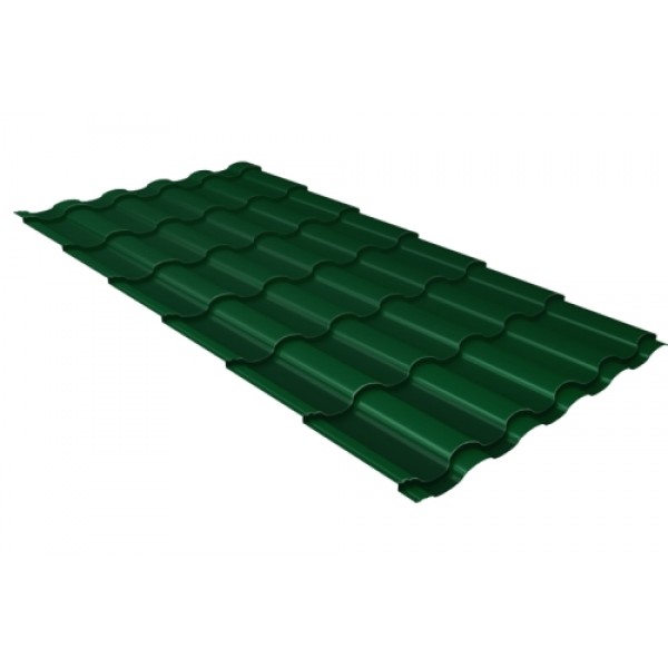 ГРАНД ЛАЙН Металлочерепица Кредо (Kredo) v01  0,5 PurLite Matt RAL 6005 зеленый мох 457446