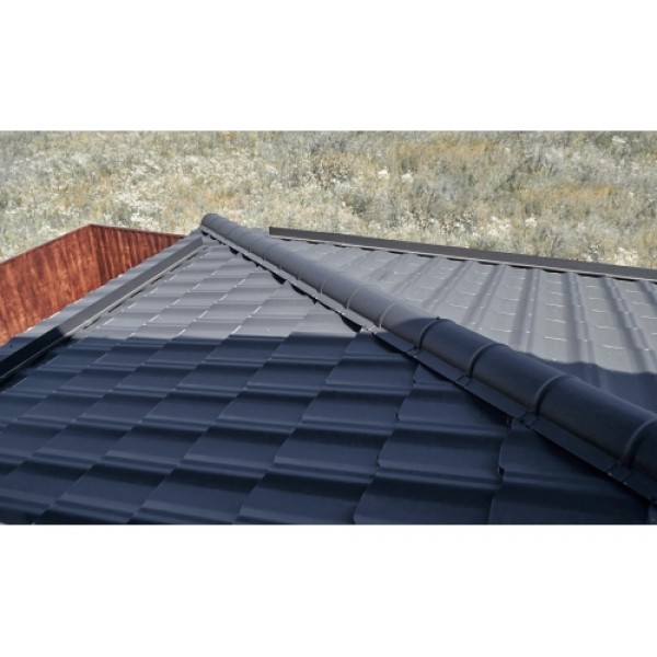 ГРАНД ЛАЙН Металлочерепица квинта плюс c 3D резом 0,5 Rooftop Бархат RAL 9005 черный 265202
