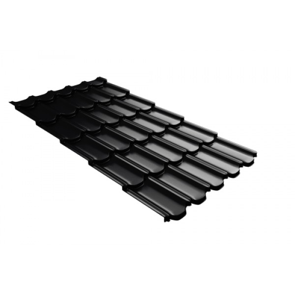 ГРАНД ЛАЙН Металлочерепица квинта плюс c 3D резом 0,5 PurPro Matt 275 RAL 9005 черный 378963