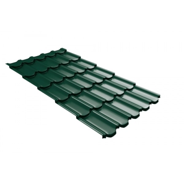 ГРАНД ЛАЙН Металлочерепица квинта плюс c 3D резом 0,5 Satin Matt RAL 6005 зеленый мох 416918