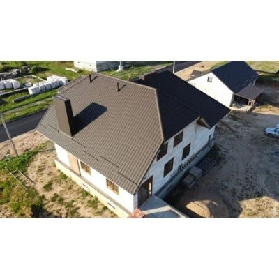 Металлочерепица Grand Line "Квинта плюс" ("Kvinta plus") 0,5 Rooftop Бархат RR 32 темно-коричневый — 193138 Металлочерепица Grand Line "Квинта плюс" ("Kvinta plus") 0,5 Rooftop Бархат RR 32 темно-коричневый — 193138