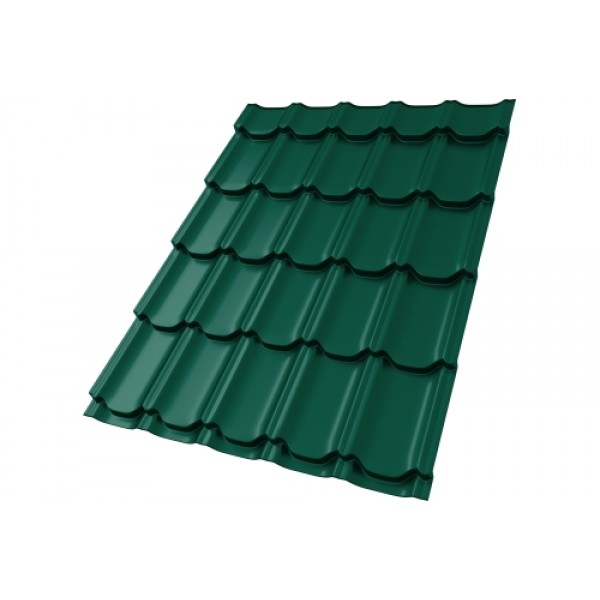 ГРАНД ЛАЙН Металлочерепица Квинта плюс (Kvinta plus) 0,5 Satin Matt RAL 6005 зеленый мох 428921