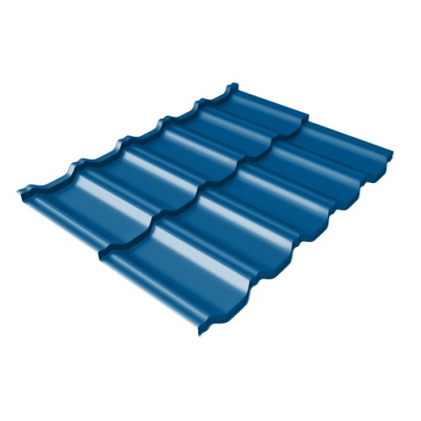ГРАНД ЛАЙН Металлочерепица модульная квинта Uno c 3D резом 0,5 Satin RAL 5005 сигнальный синий 197319