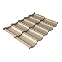 ГРАНД ЛАЙН Металлочерепица модульная квинта Uno c 3D резом 0,5 Satin RAL 1015 светлая слоновая кость 201635
