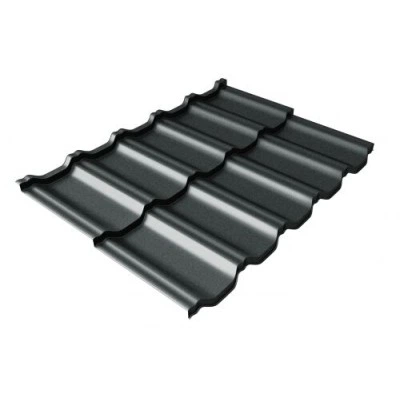 Металлочерепица модульная Grand Line квинта Uno c 3D резом 0,5 Satin RAL 7016 антрацитово-серый — 215844