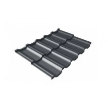 Металлочерепица модульная Grand Line квинта Uno c 3D резом 0,5 Satin Matt RAL 7024 мокрый асфальт