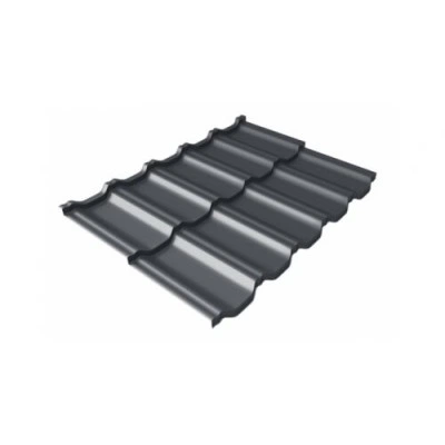 Металлочерепица модульная Grand Line квинта Uno c 3D резом 0,5 Satin Matt RAL 7024 мокрый асфальт — 240848