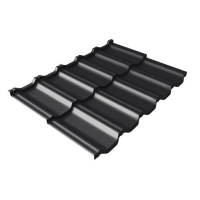 Металлочерепица модульная Grand Line квинта Uno c 3D резом 0,5 Satin Matt RAL 9005 черный — 246435