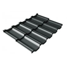 Металлочерепица модульная Grand Line квинта Uno c 3D резом 0,5 Satin Matt RAL 7016 антрацитово-серый