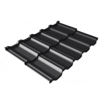 ГРАНД ЛАЙН Металлочерепица модульная квинта Uno c 3D резом 0,5 PurPro Matt 275 RAL 9005 черный 377578