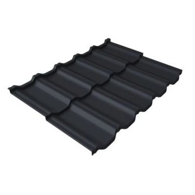 Металлочерепица модульная Grand Line квинта Uno c 3D резом 0,5 PurPro RAL 7024 мокрый асфальт — 555962