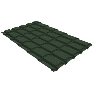 Металлочерепица Grand Line Верховье квадро профи 0,5 GreenCoat Pural BT, matt RR 11 темно-зеленый (RAL 6020 хромовая зелень) — 443587