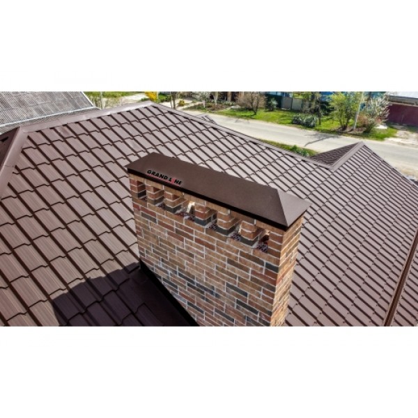 ГРАНД ЛАЙН Металлочерепица квадро профи 0,5 PurLite Matt RR 32 темно-коричневый 258506