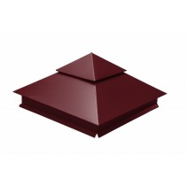 ГРАНД ЛАЙН Колпак на столб двойной 390х390мм 0,45 Drap с пленкой RAL 3005 красное вино 154180