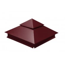 Колпак Grand Line на столб двойной 390х390мм 0,45 Drap с пленкой RAL 3005 красное вино