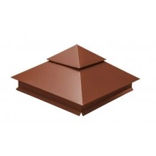 Колпак Grand Line на столб двойной 390х390мм 0,5 Satin Matt с пленкой RAL 8004 терракота
