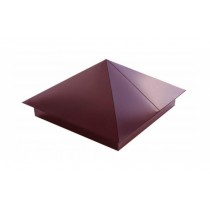 ГРАНД ЛАЙН Колпак на столб 390х390мм 0,4 PE с пленкой RAL 3005 красное вино 245026