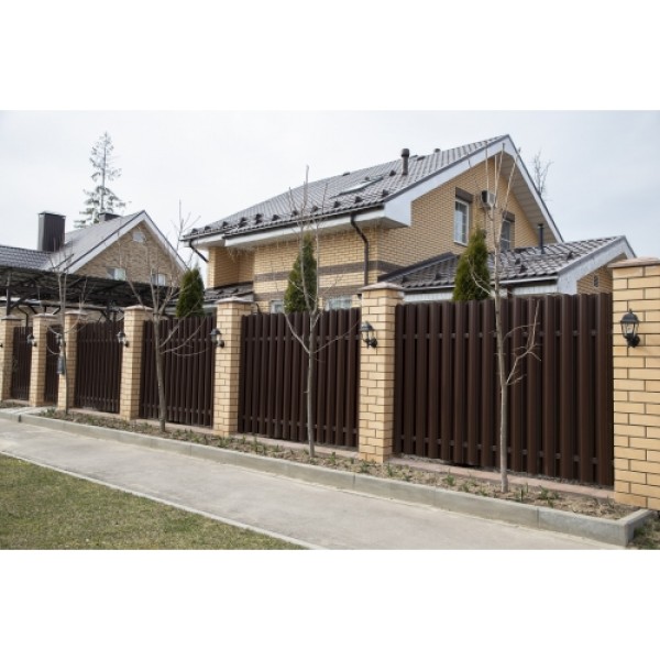 ГРАНД ЛАЙН Штакетник Круглый фигурный 0,45 PE-Double RAL 8017 шоколад 103148