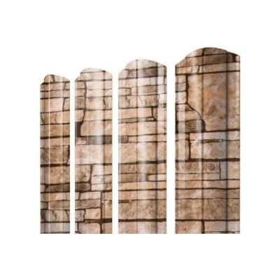 Штакетник Grand Line Круглый фигурный 0,45 Print Elite Sand Stone TwinColor — 205424