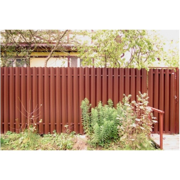 ГРАНД ЛАЙН Штакетник Круглый фигурный 0,5 GreenCoat Pural BT RR 32 темно-коричневый (RAL 8019 серо-коричневый) 399907