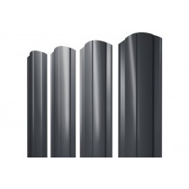 ГРАНД ЛАЙН Штакетник Круглый фигурный 0,45 Drap-double TX RAL 7024 мокрый асфальт 502736