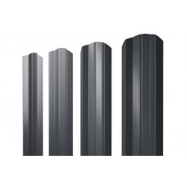 ГРАНД ЛАЙН Штакетник М-образный A фигурный 0,45 ПЭ RAL 7024 мокрый асфальт 175930