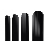 ГРАНД ЛАЙН Штакетник П-образный А фигурный 0,5 Satin RAL 9005 черный 249189