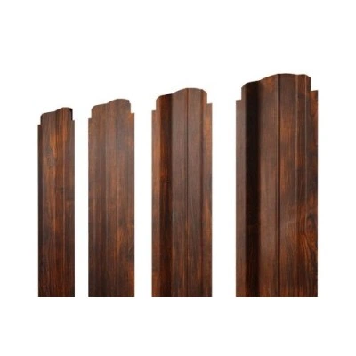 Штакетник Grand Line П-образный B фигурный 0,45 Print Elite Chestnut Wood TwinColor — 553480