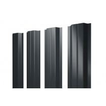 ГРАНД ЛАЙН Штакетник П-образный A с прямым резом 0,5 Velur RAL 7016 антрацитово-серый 544839