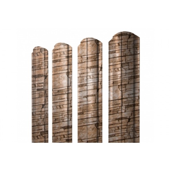 ГРАНД ЛАЙН Штакетник Полукруглый Slim фигурный 0,45 Print Elite Sand Stone TwinColor 256977 ГРАНД ЛАЙН Штакетник Полукруглый Slim фигурный 0,45 Print Elite Sand Stone TwinColor 256977