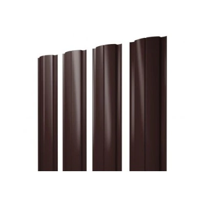 Штакетник Grand Line Полукруглый Slim с прямым резом 0,5 GreenCoat Pural BT RR 887 шоколадно-коричневый (RAL 8017 шоколад) — 256572