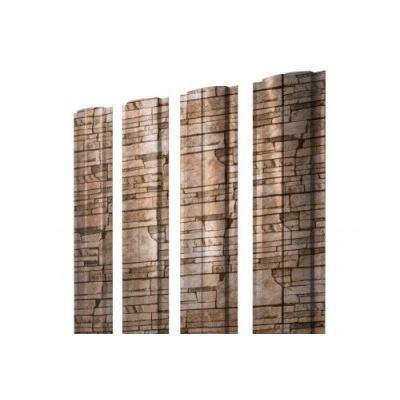 Штакетник Grand Line Полукруглый Slim с прямым резом 0,45 Print Elite Sand Stone TwinColor — 256604