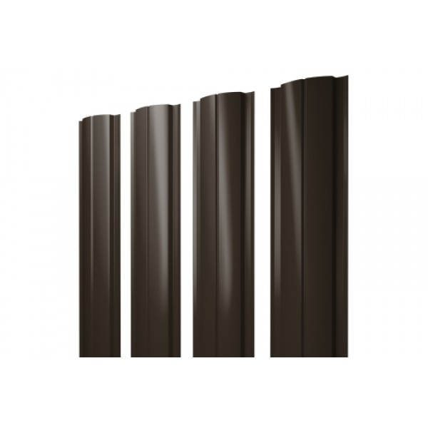 ГРАНД ЛАЙН Штакетник Полукруглый Slim с прямым резом 0,4 PE-Matt-Double RR 32 темно-коричневый 441919