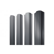 ГРАНД ЛАЙН Штакетник Прямоугольный фигурный 0,45 PE-Double RAL 7024 мокрый асфальт 201351