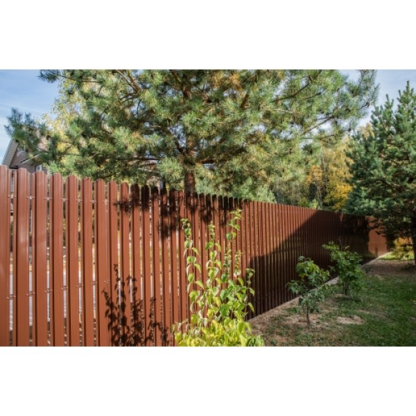 ГРАНД ЛАЙН Штакетник Прямоугольный фигурный 0,4 PE-Double RAL 8017 шоколад 240671 ГРАНД ЛАЙН Штакетник Прямоугольный фигурный 0,4 PE-Double RAL 8017 шоколад 240671