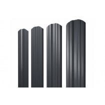 ГРАНД ЛАЙН Штакетник Twin фигурный 0,5 Satin Matt RAL 7024 мокрый асфальт 256363